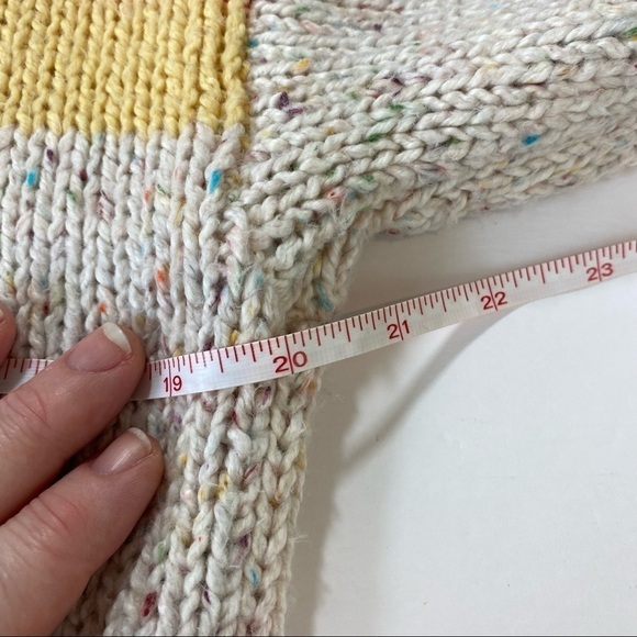 Loft Sweater Cream Red Yellow Peach Medium Color Block Stripe Cotton Blend - Picture 6 of 8